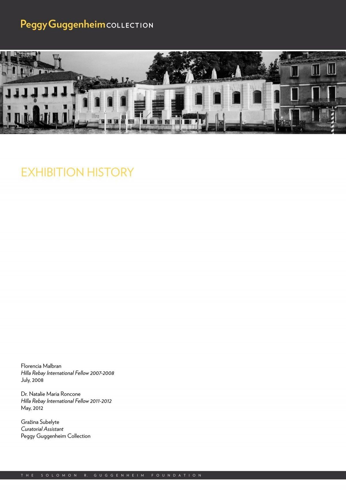 EXHIBITION HISTORY - Guggenheim